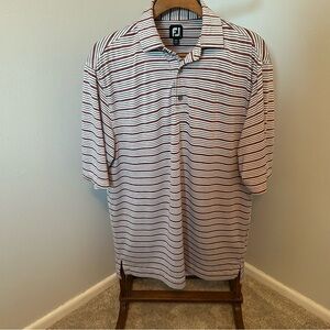 FootJoy Men's Striped Polo Shirt - Red, White, and Gray